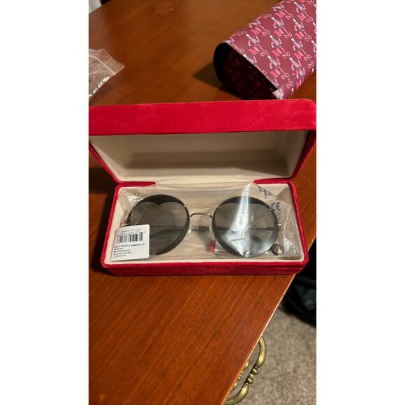 Carolina Herrera 57MM Round Heart Shape Sunglasses Gold - Picture 9 of 9